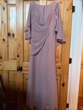 Mauve Draped Maxi Dress with Rhinestone Waist Accent